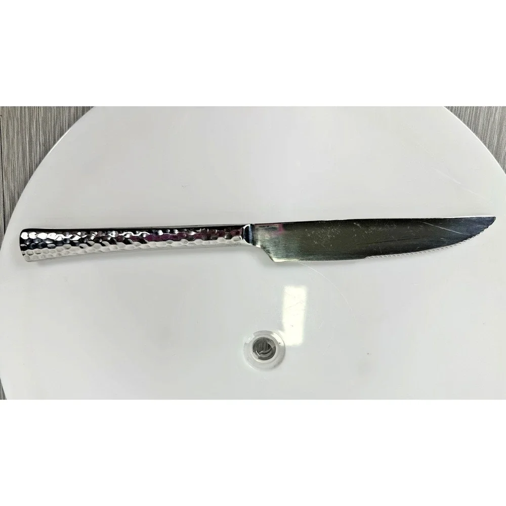 Tomodachi HAMMERED Hampton Forge Gloss Stainless Flatware Steam Knife Serrated